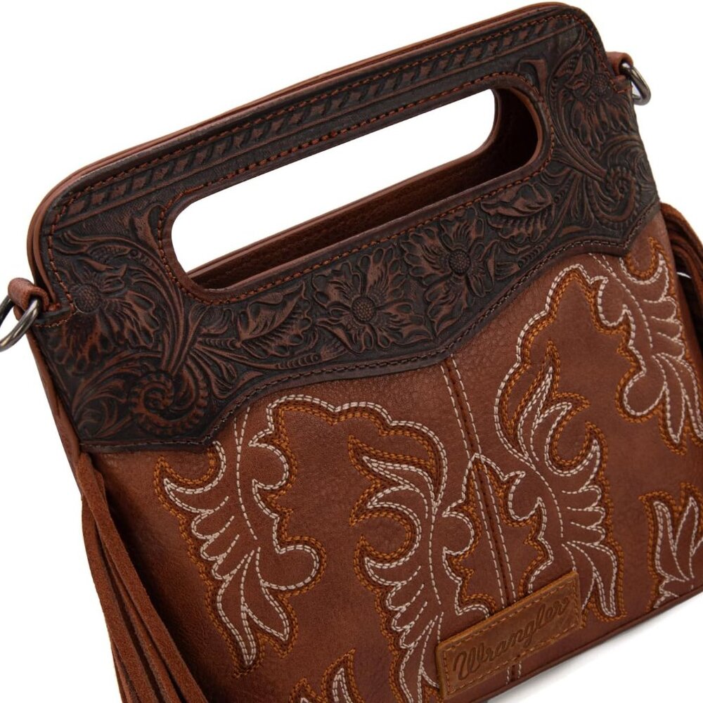 Wrangler Crossbody Bags for Women Western Fringe Top Handle Handbags Embroidered - Picture 2 of 7